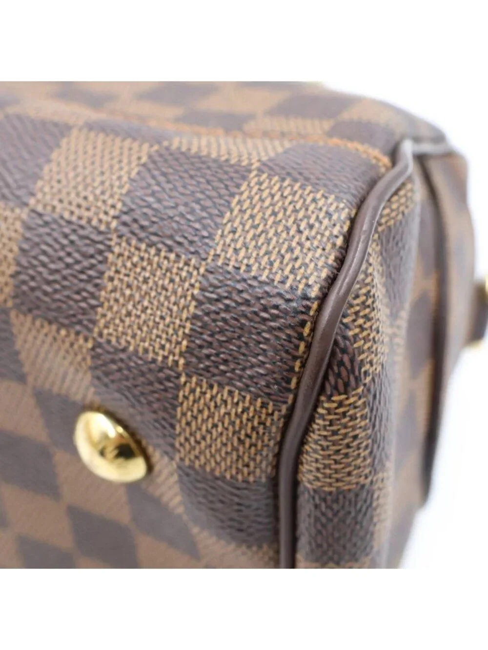 Louis Vuitton Damier Duomo Boston Bag Brown Leather Gold